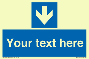 Custom Mandatory directional sign, blue arrow down